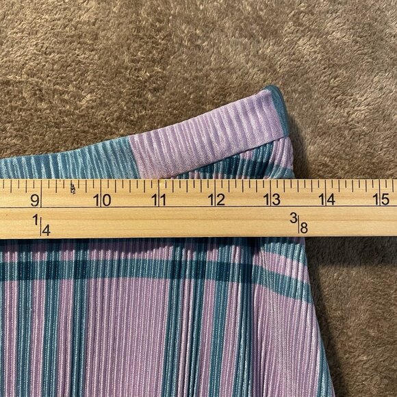 Urban Outfitters Skirt Womens Medium Mini Plaid Pink Turquoise Preppy Flowy - Picture 5 of 6